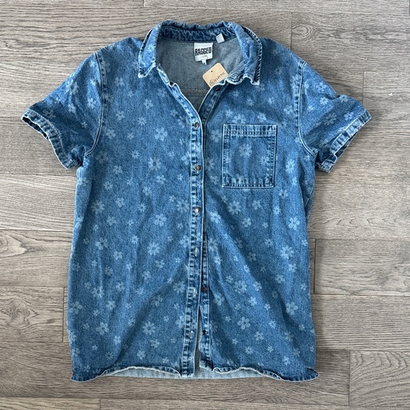 🌼RAGGED PRIEST🌼 Blue Floral Denim Mini Dress, Size M - Picture 5 of 9